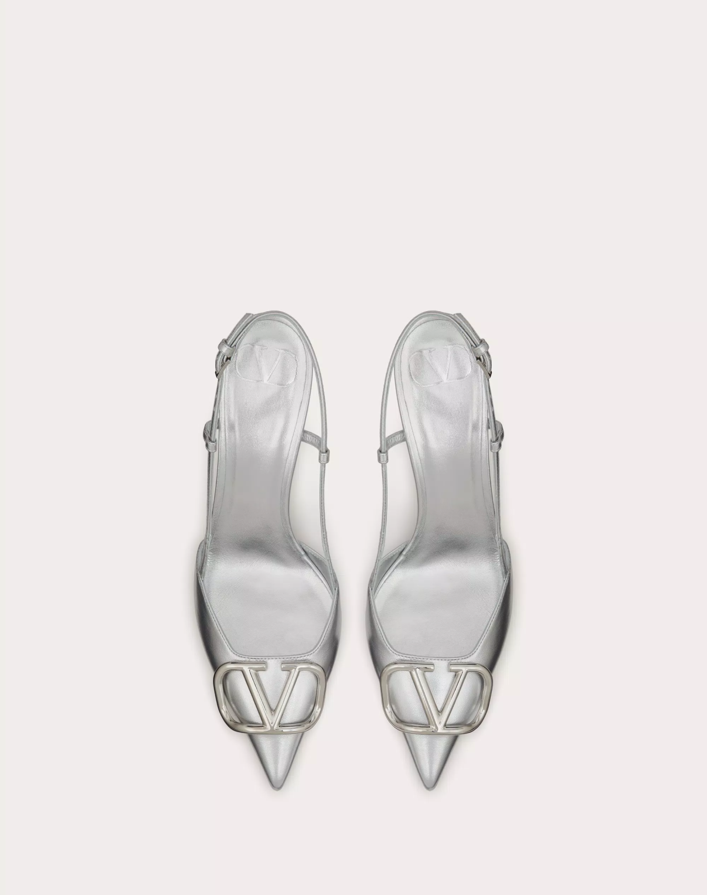 VLOGO SIGNATURE SLINGBACK PUMP IN LAMINATED NAPPA LEATHER 80MM